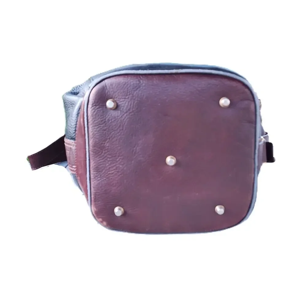 Valentina Italian Distressed Pebbled Leather Convertible Bucket Sling Bag